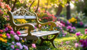 Gartenbank dekorieren im Frühling: So wird der schönste Platz im Garten noch schöner